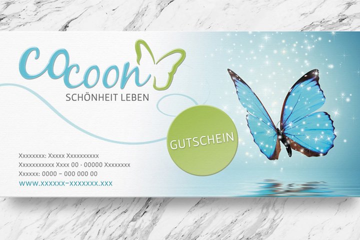 Gestaltung Gutschein Cocoon Kosmetik